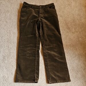 Acorn Women's Dark Brown Velour Trousers with Floral Detail